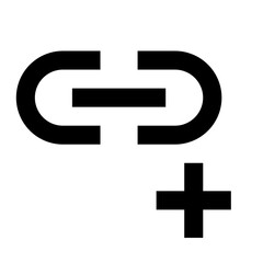 Obraz premium Illustration of a stylized chain link with a horizontal bar and a plus sign below it in black and white