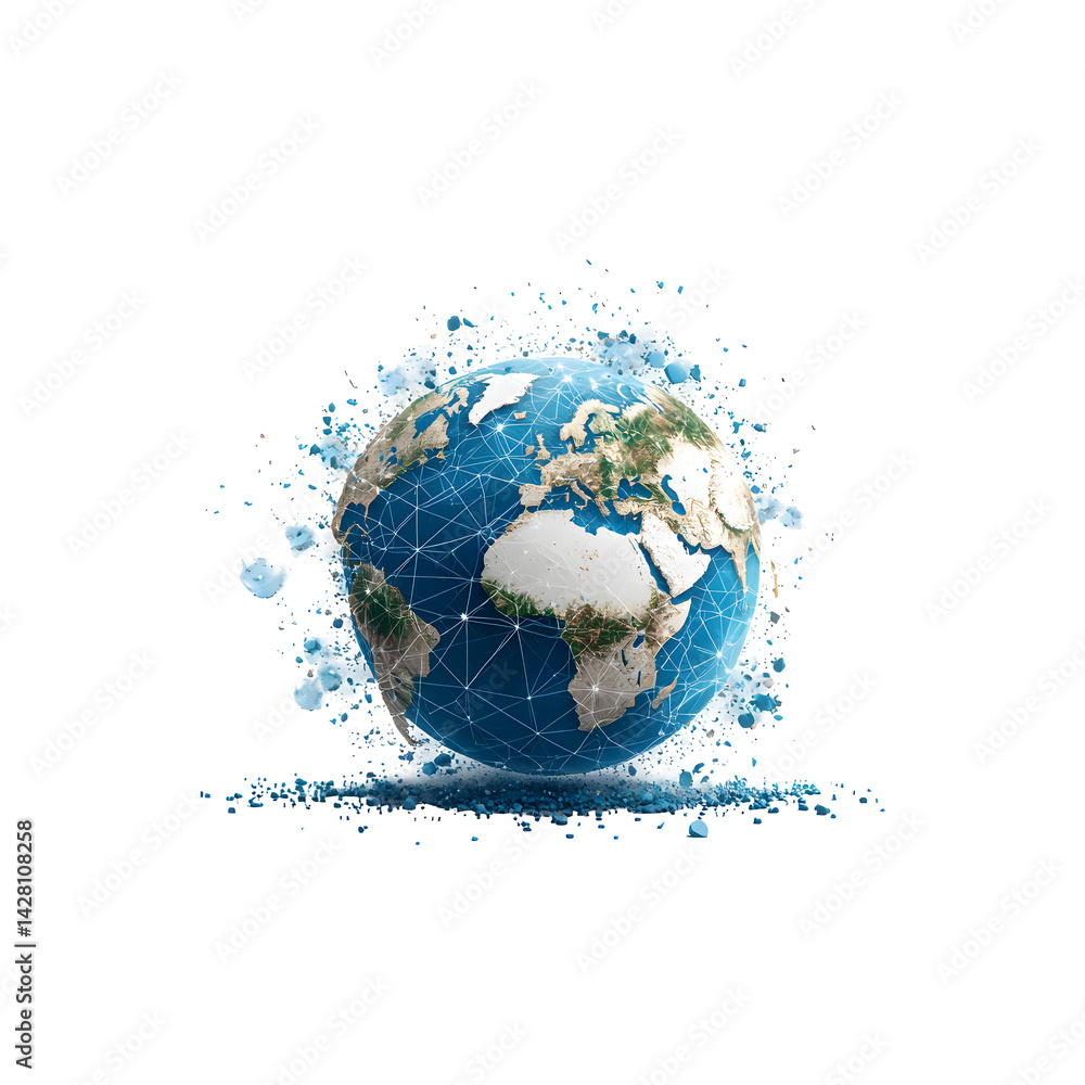 Aufkleber a minimalist abstract digital rendering of a globe representing the interconnected world of data com