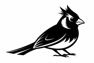 cardinal silhouette line art vector illustration with a white background