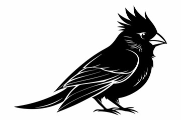 cardinal silhouette line art vector illustration with a white background