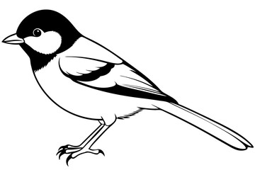 chickadee silhouette line art vector illustration with a white background