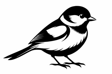 chickadee silhouette line art vector illustration with a white background