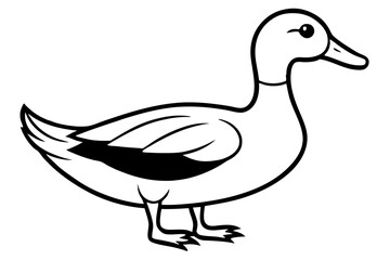 duck silhouette line art vector illustration with a white background
