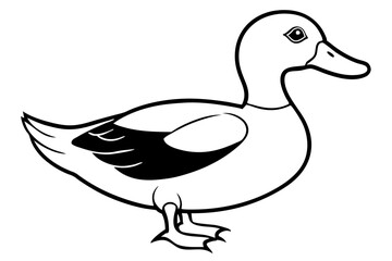 duck silhouette line art vector illustration with a white background