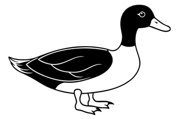 duck silhouette line art vector illustration with a white background