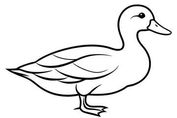 duck silhouette line art vector illustration with a white background