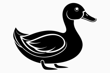 duck silhouette line art vector illustration with a white background