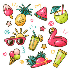 vector set of summer stickers