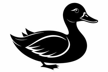 duck silhouette line art vector illustration with a white background
