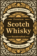 Scotch whisky - ornate vintage decorative label