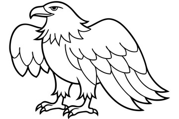 eagle silhouette line art vector illustration with a white background