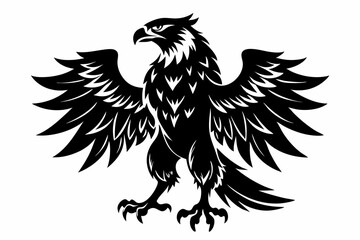 eagle silhouette line art vector illustration with a white background