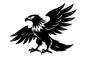 eagle silhouette line art vector illustration with a white background