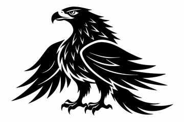eagle silhouette line art vector illustration with a white background
