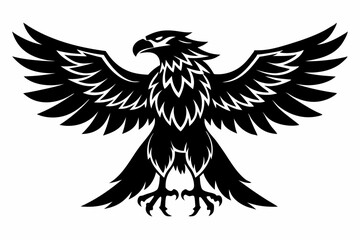 eagle silhouette line art vector illustration with a white background
