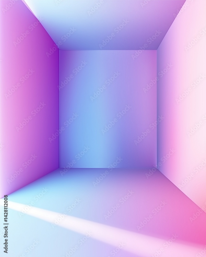 Poster abstract colored room: a minimalist, empty room, bathed in gradients of light and shadow. soft gradi