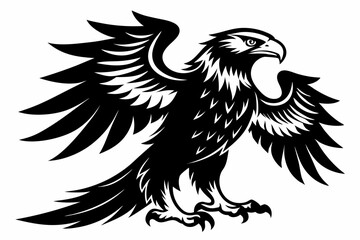 eagle silhouette line art vector illustration with a white background