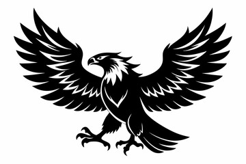 eagle silhouette line art vector illustration with a white background