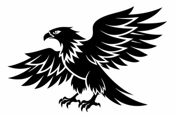 Obraz premium eagle silhouette line art vector illustration with a white background