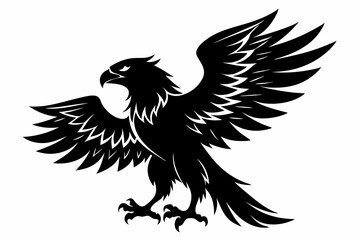 Fototapeta premium eagle silhouette line art vector illustration with a white background