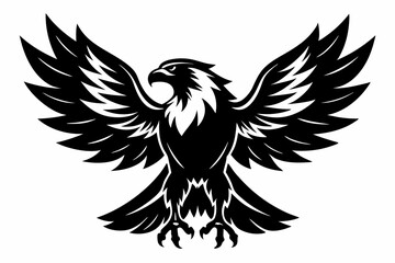 eagle silhouette line art vector illustration with a white background