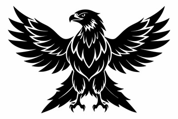 eagle silhouette line art vector illustration with a white background