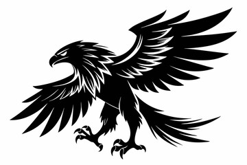eagle silhouette line art vector illustration with a white background