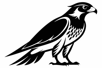 falcon silhouette line art vector illustration with a white background
