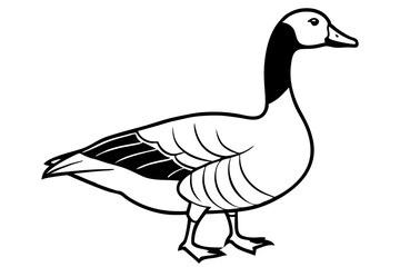 goose silhouette line art vector illustration with a white background