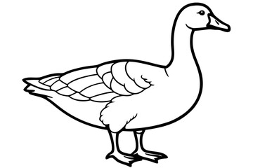 goose silhouette line art vector illustration with a white background