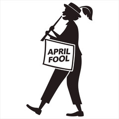 silhouette April fool white background