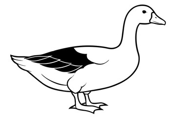 goose silhouette line art vector illustration with a white background