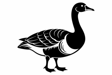 goose silhouette line art vector illustration with a white background