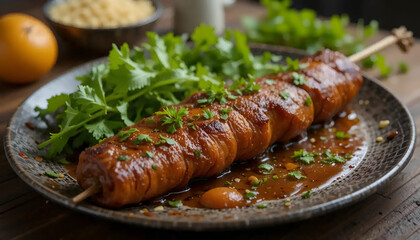 grilled pork ribs with vegetables