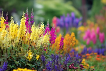 Vibrant Colorful Flower Garden in Full Bloom