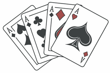Hand of aces playing cards four aces poker concept illustration