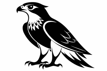 Obraz premium hawk silhouette line art vector illustration with a white background