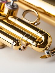Obraz premium Detailed close-up of a mariachi trumpets brass surface reflecting soft light
