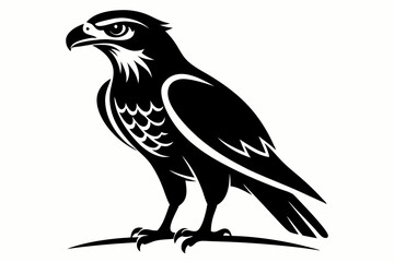 hawk silhouette line art vector illustration with a white background