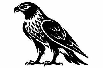 hawk silhouette line art vector illustration with a white background