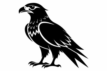 hawk silhouette line art vector illustration with a white background