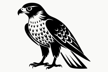hawk silhouette line art vector illustration with a white background