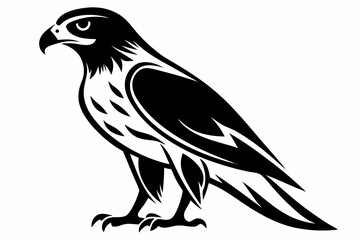 hawk silhouette line art vector illustration with a white background