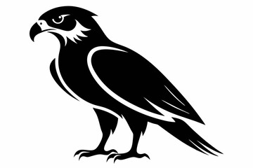 hawk silhouette line art vector illustration with a white background