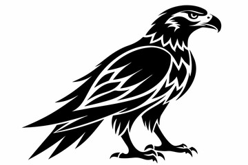 hawk silhouette line art vector illustration with a white background