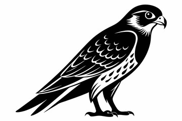 kestrel silhouette line art vector illustration with a white background