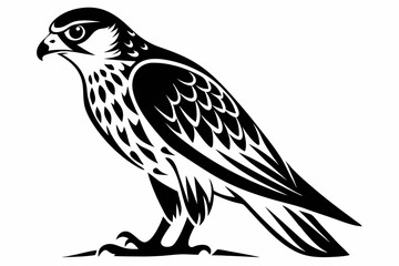 kestrel silhouette line art vector illustration with a white background