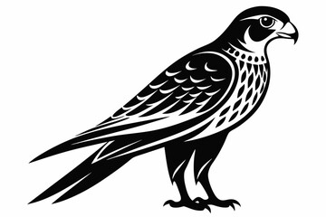 Obraz premium kestrel silhouette line art vector illustration with a white background