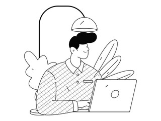 Home indoor character scene flat vector concept operation hand drawn illustration
