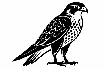 kestrel silhouette line art vector illustration with a white background